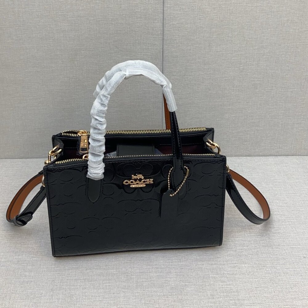 COACH Nina Small Tote Bag Signature Leather CV400 Black NEW - Picture 4 of 6